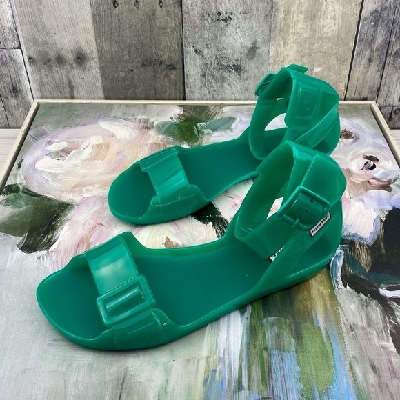 HUNTER Tiffany Open Toe Sandals in Maldives Green Size 7 New! - Picture 2 of 12